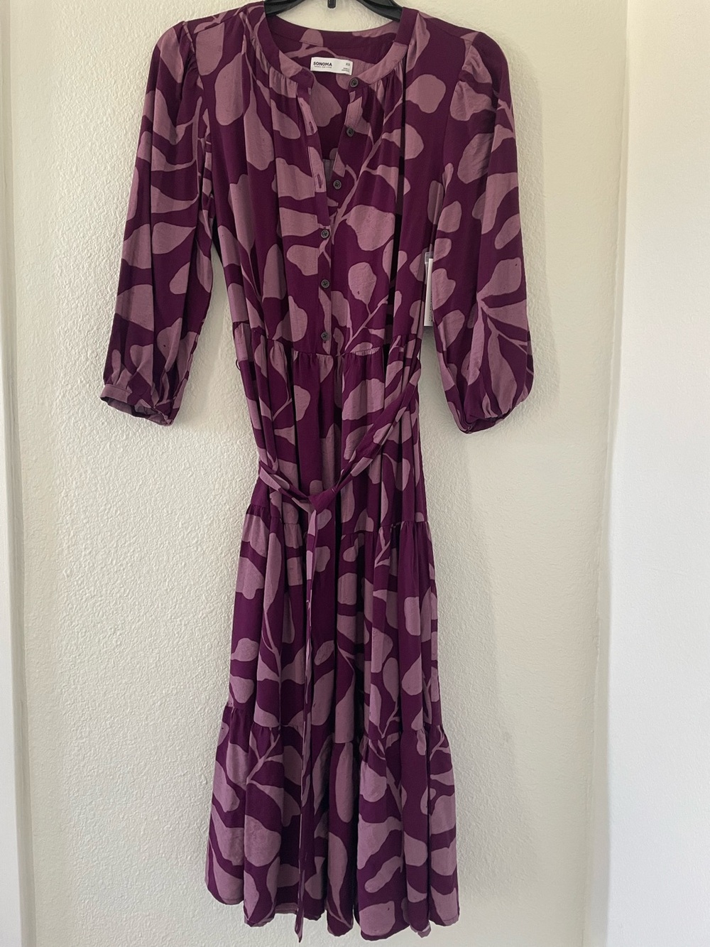 Sonoma purple print midi dress XS